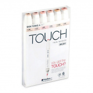 Набор спиртовых худож. маркеров TOUCH "Twin brush" 6цв. телесные тона, двустор.скошен/кисть 1200622