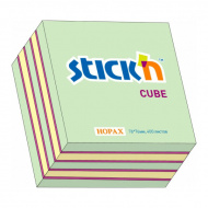 Липкий блок Stick`n "Cube" 76*76мм, 400л., пастель+неон, зеленый 21342