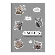 Тетрадь-словарик Для записи иностранных слов А5 24л "Стикеры с котами" картон 73204 Феникс+