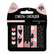 Набор самокл. закладок Феникс+ "Коты" 15*55мм, пластик (5 бл. по 25л) 70076
