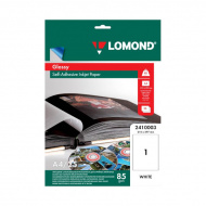 Бумага самоклеящаяся А4 Lomond  (неделенная) 85г/м2, глянцевая, д/стр.пр. 2410003 (25л)