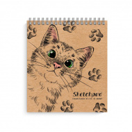Скетчпад крафт листы 168*195мм 40л, 80г/м2, гребень "Котик" 52565 Феникс+