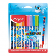 Фломастеры Maped "Ocean life" 12цв, смыв., пластик. уп. 845701
