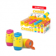 Точилка Erich Krause "Cheese" 2 отв., пластиковая с контейнером, ассорти 50143