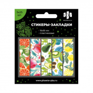 Набор самокл. закладок Феникс+ "Фрукты" 15*55мм, пластик (5 блоков по 25л) 60594