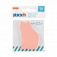 Липкий блок Stick`n 50л фигурный "Кот" розовый 21774