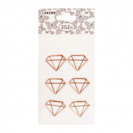 Скрепки фигурные deVENTE "Gold Rose. Diamond" 36*26мм, роз.золото, 6шт 4135007
