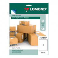 Бумага самоклеящаяся А4 Lomond (неделенная) 70г/м2, универс. 2100003 (25л) Бумага самоклеящаяся А4 Lomond (неделенная) 70г/м2, универс. 2100003 (25л)