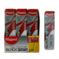 Грифель ч/гр 0,7мм, B, 12шт "Black pep`s" 560432 Maped