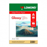 Бумага А4 Lomond д/стр.пр. 230г/м2, глянцевая, односторонняя 0102022 (50л)