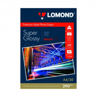 Бумага А4 Lomond д/стр.пр. 290г/м2, суперглянцевая, односторонняя 1108100 (20л)