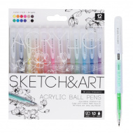 Набор акриловых ручек (12цв) Bruno Visconti "Sketch&Art" 1,0мм, ассорти 20-0499/04