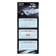 Календарь настен. кварт. (МИНИ) 2027г "Офис-очки" 3бл.3гр, бегунок 3Кв3гр5ц_36921 Hatber