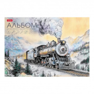 Альбом для графики А4 10л, 220/м2, склейка "Паровоз в горах" 10А4лтAк_33329 Hatber
