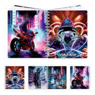 Тетрадь двойная 100л А5 клетка/линейка/гребень "Double book. Киберпанк" пластик, 4об. 61536 Феникс+